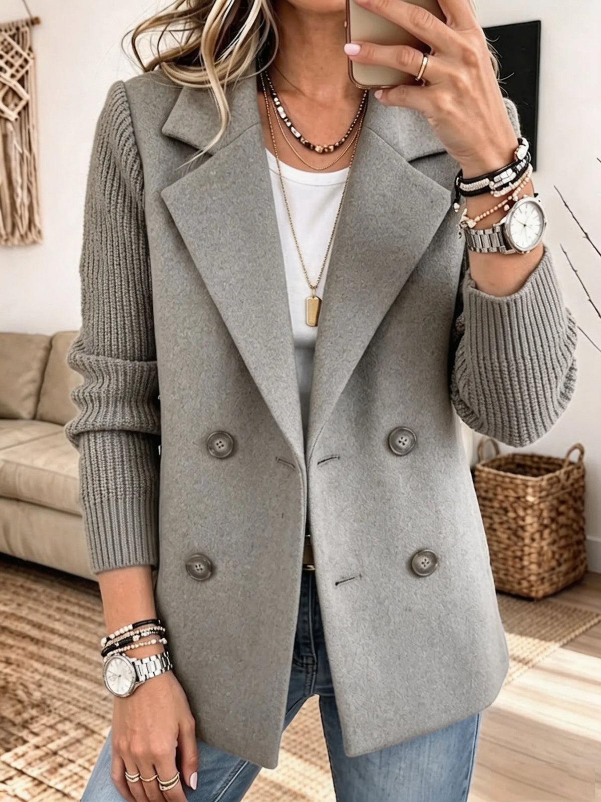 BLAZER CORA BICOLOR CON MANGAS DE PUNTO