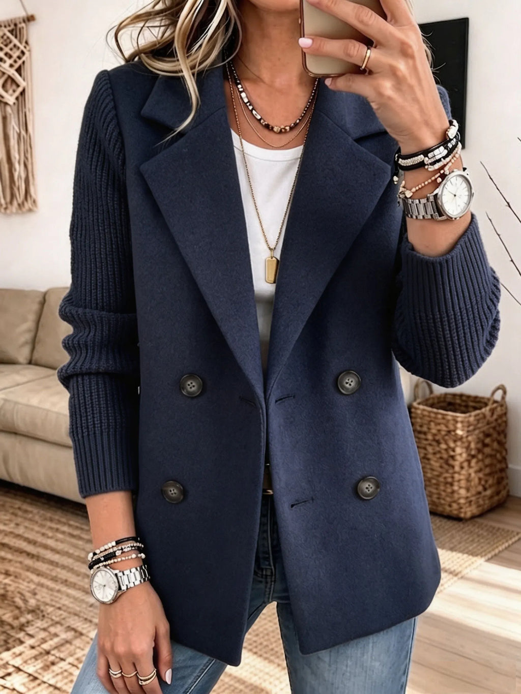 BLAZER CORA BICOLOR CON MANGAS DE PUNTO