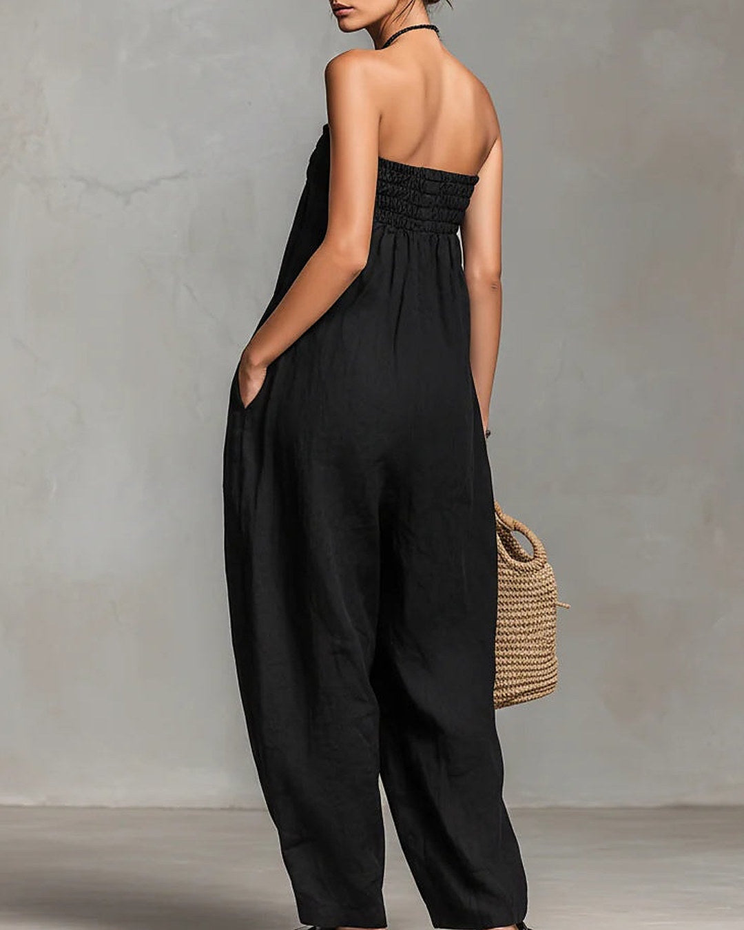 MONO NADIA BANDEAU NEGRO DE PIERNA ANCHA