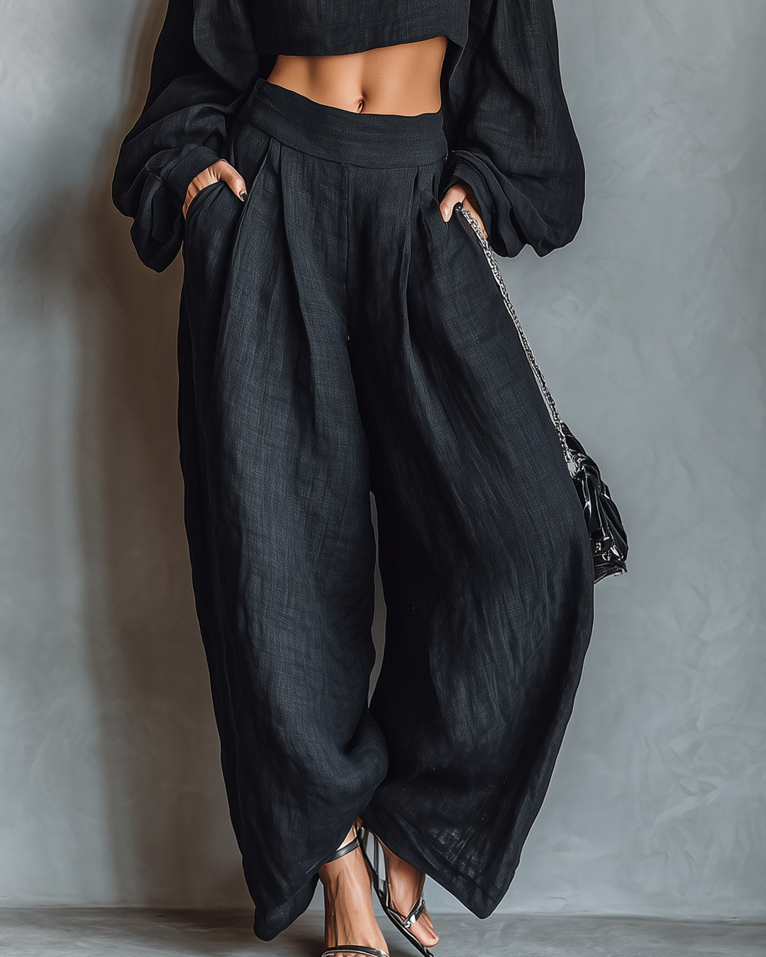 CONJUNTO TERESA NEGRO CON TOP DE HOMBROS DESCUBIERTOS
