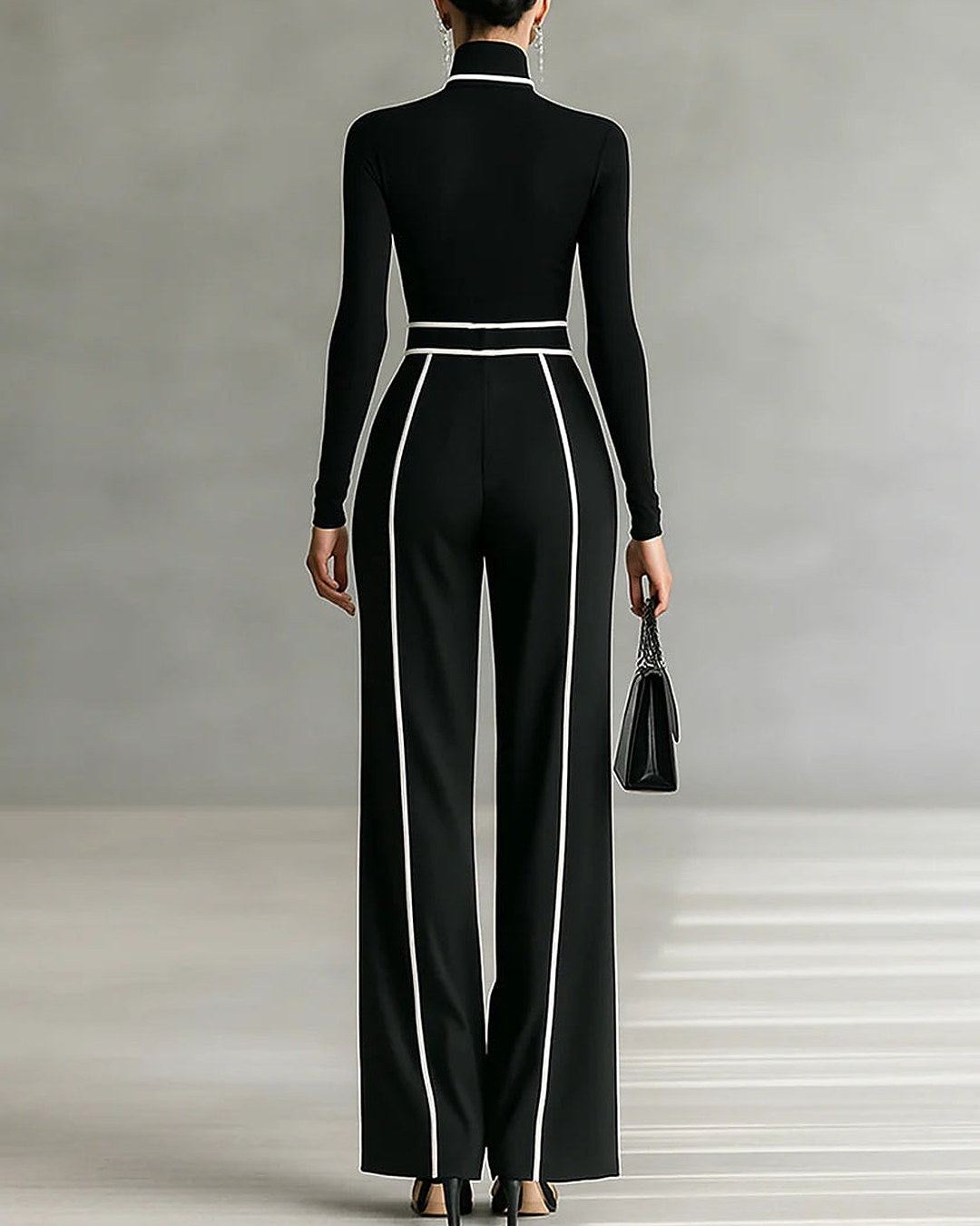 CONJUNTO VALERIA NEGRO CON RIBETES EN CONTRASTE