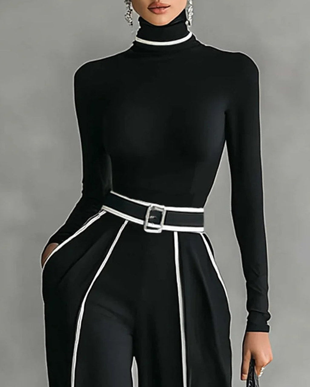 CONJUNTO VALERIA NEGRO CON RIBETES EN CONTRASTE