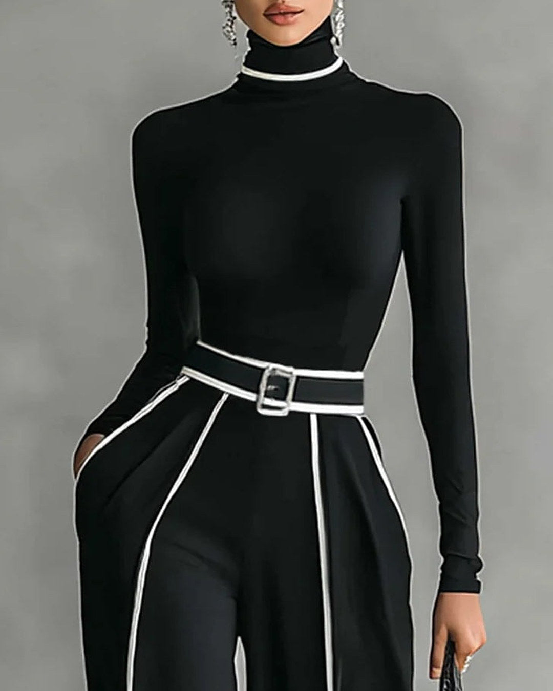 CONJUNTO VALERIA NEGRO CON RIBETES EN CONTRASTE