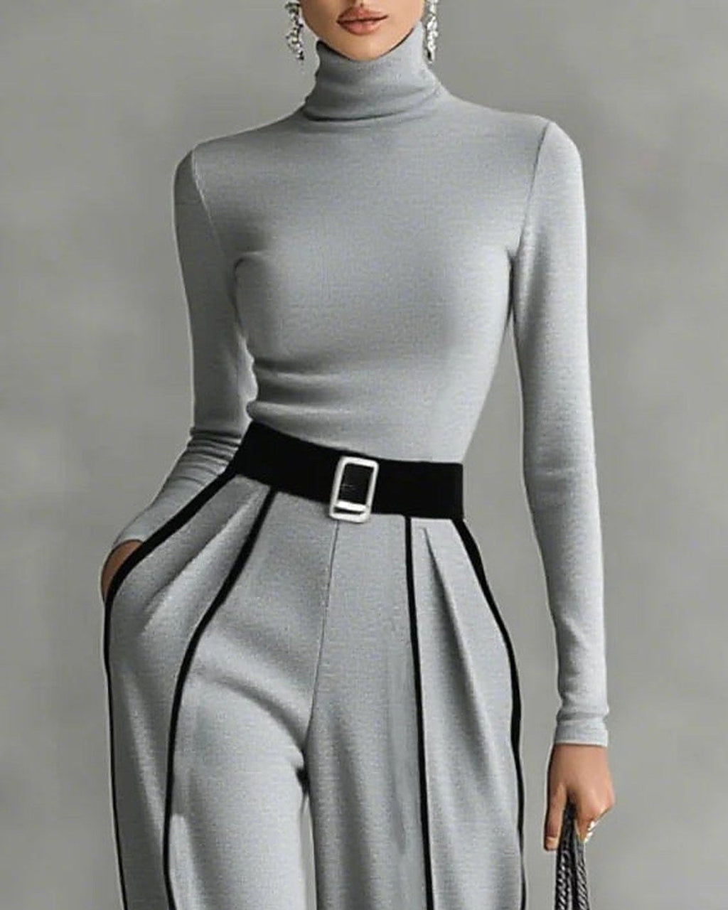 CONJUNTO VALERIA NEGRO CON RIBETES EN CONTRASTE