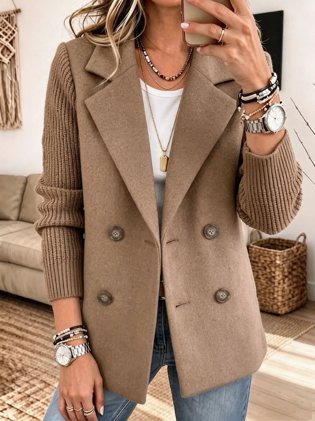 BLAZER CORA BICOLOR CON MANGAS DE PUNTO