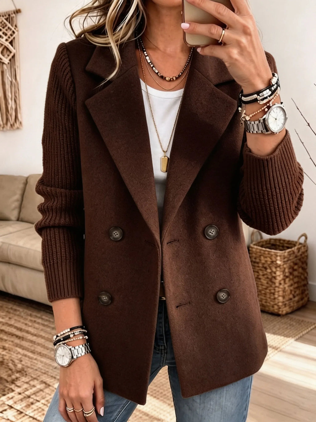 BLAZER CORA BICOLOR CON MANGAS DE PUNTO