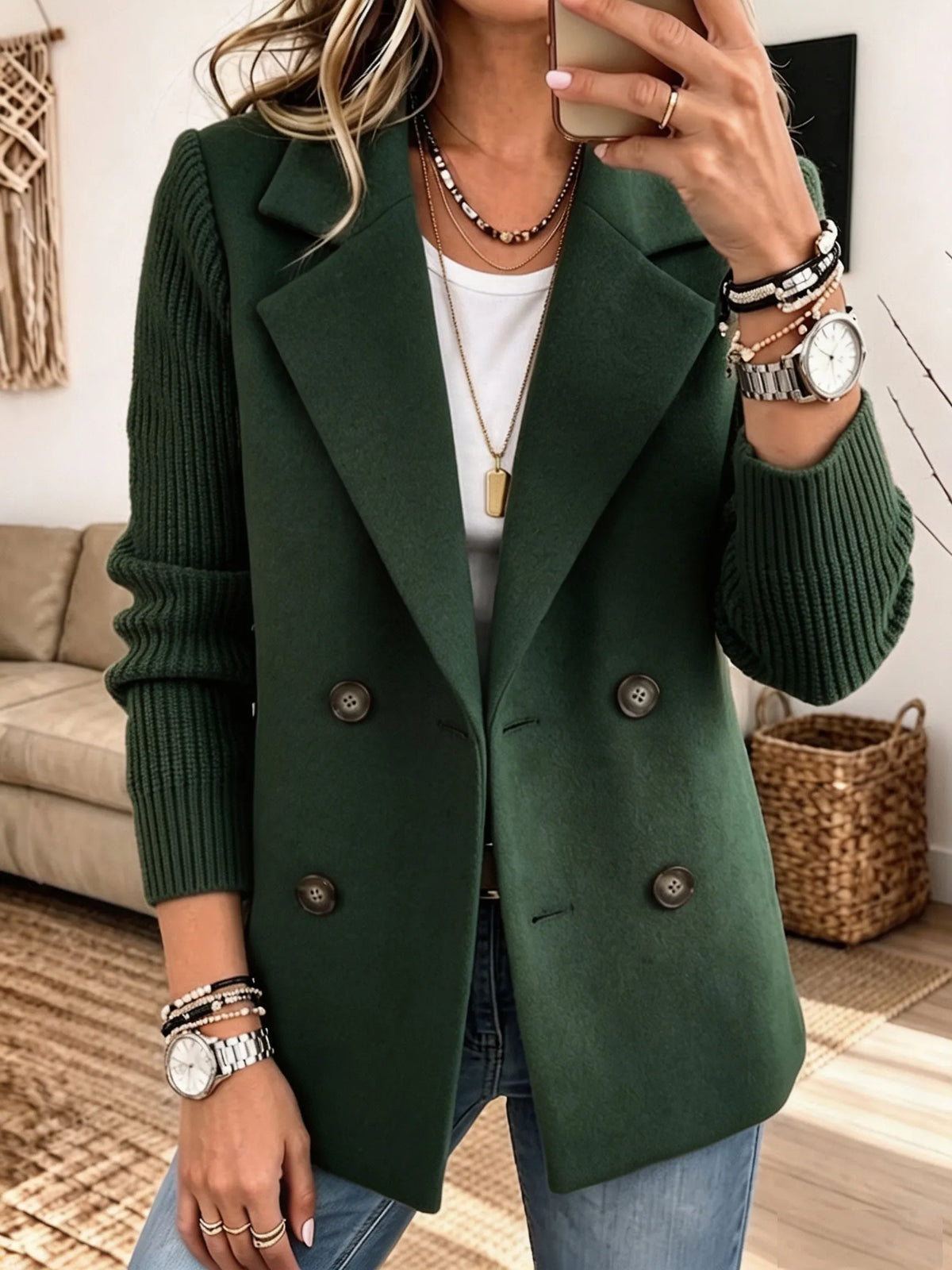 BLAZER CORA BICOLOR CON MANGAS DE PUNTO